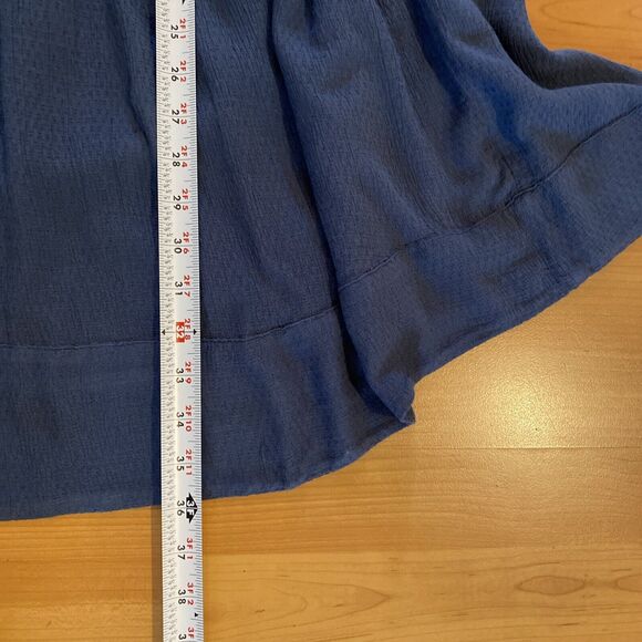 Free People Blue Go Lightly Swing Dress V Neck 3/4 Sleeve Boho-Size Small - Picture 13 of 16